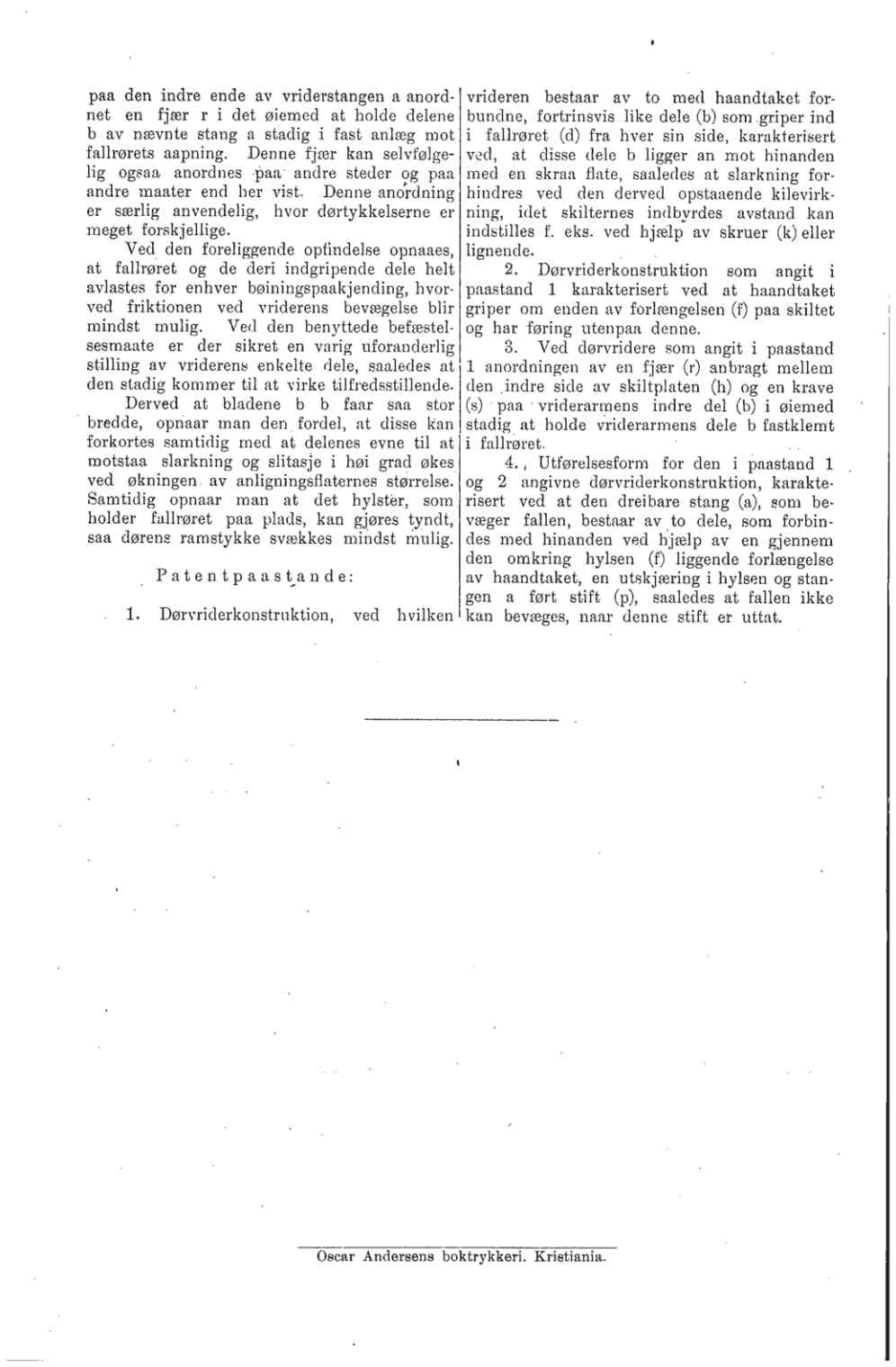 Patent No. 24891 - Dørvrider. Side 2