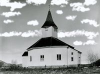 Årdal kyrkje omkring 1910. Foto: C. Christensen Thomhav (eier:Riksantikvaren)