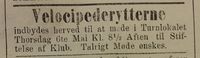 1886: Initiativ til å etablere velocipedklub i Arendal