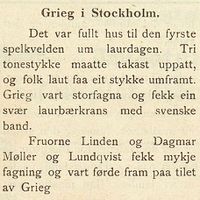 1899: Edvard Grieg holder konsert i Stockholm og Dagmar Møller deltar.
