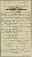 1914: Melding i Norsk kundgjørelsestidende 28/5 1914 om registrering i firmaregisteret i Kristiania.