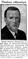 1931: Thaulows Reklamebyrå autoriseres i Oslo og Harald Thaulows arbeid omtales med anerkjennelse. (Adresseavisen 22/1 1931)