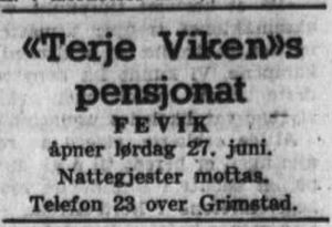 19420626 AGDP Annonse Terje Viken pensjonat.JPG