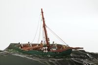 Barmann, ein spisstemna sunnmørsbåt med dekk. Austefjord Museum
