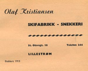 Annonse for Olaf Kristiansen. Skifabrikk - Snekkeri (Lillestrøm).jpg