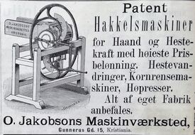 Annonse for verkstedets produkter. Foto: Menneskevennen 6. februar 1892