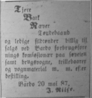 Annonse fra Bardo Forbrugsforening i Senjens Tidende 09.07. 1887.jpg