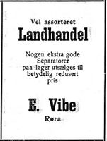 61. Annonse fra E. Vibe i Nord-Trøndelag og Nordenfjeldske Tidende 2. november 1922.jpg