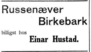 Annonse fra Einar Hustad i Nordtrønderen 10.6. 1914.jpg