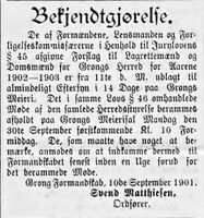 8. Annonse fra Grong kommune i Namdalens Folkeblad 1901.jpg