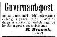 5. Annonse fra H. Braseth, Leivset i Inntrøndelagen 31.8. 1900.jpg