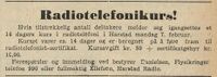 Harstad Radio og Flysikringstjenesten annonserte for et mulig kurs i radiotelefoni i Folkeviljen 22. januar 1949.