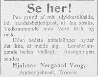 241. Annonse fra Hjalmar Nergaard Vang i Haalogaland 01.05. 1907.jpg