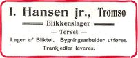 223. Annonse fra I. Hansen jr. under Harstadutstillingen 1911.jpg