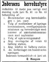 19. Annonse fra Inderøy kommune i Indtrøndelagen 20.6.1906.jpg
