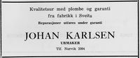 149. Annonse fra Johan Karlsen i Norsk Militært Tidsskrift nr. 11 1960.jpg