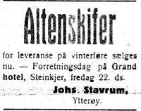 62. Annonse fra Johs Stavrum i Inntrøndelagen 20.1. 1926.jpg