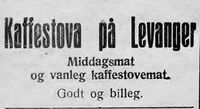 Kaffestova Levanger annonserte i Nord-Trøndelag og Nordenfjeldsk Tidende 14.03.33.