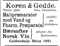 85. Annonse fra Koren & Gedde i Den 17de Mai 7.11. 1898.jpg