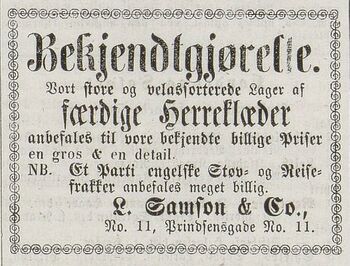 Annonse fra L. Samson & Co. i Aftenbladet 12.05. 1864.jpg