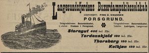 Annonse fra Langesundsfjordens Buxerdampskibsselskab i Norges Sjøfartstidende 30.12. 1911.jpg