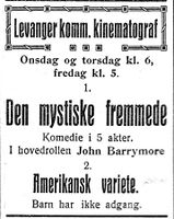69. Annonse fra Levanger komm. kinematograf i Nord-Trøndelag og Nordenfjeldske Tidende 2.11. 1922.jpg