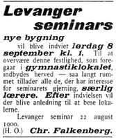 21. Annonse fra Levanger seminar i Indtrøndelagen 31.8. 1900.jpg
