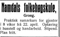 24. Annonse fra Namdals folkehøgskole i Nord-Trøndelag og Nordenfjeldsk Tidende 17.2.1938.jpg