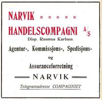 198. Annonse fra Narvik Handelscompagni under Harstadutstillingen 1911.jpg