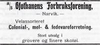 30. Annonse fra Ofotbanens Forbruksforening i Narvikboka 1912.jpg
