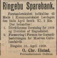 37. Annonse fra Ringebu Sparebank i Gudbrandsdølen 22.04.1909.jpg