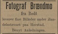 167. Annonse fra fotograf Brændmo i Tromsø Amtstidende 09. 06. 1894.jpg