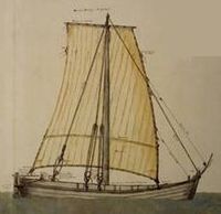 Ein spansk 1700-tals barcoluengo med lårsegl i Diccionario de Arquitectura Naval Antigua y Moderna (1756) av Juan José Navarro de Viana y Búfalo (1687-1772).