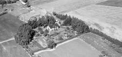 Bråte med den vakre hagen vist på et utsnitt luftfoto fra 1949. Nederst til høyre vises også den ytre eplehagen med 40 store epletrær.