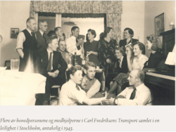 En del av deltakerne i Carl Fredriksens Transport samlet i Stockholm 1943. Kilde: Carl Fredriksens Transport.