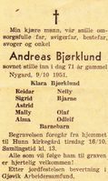 Dødsannonse fra ei av Gjøvik-avisene (1951).