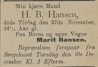 18. Dødsannonse for H.B. Hansen i Harstad Tidende 03.12. 1900.jpg