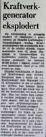 Faksimile fra Aftenposten 11. juni 1977 om uhell ved Djupdal kraftverk.
