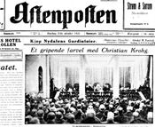 Faksimile fra Aftenpostens foreside 21. oktober 1925: Christian Krohgs bisettelse.
