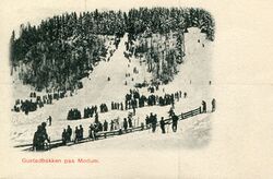 Postkort fra ca. 1905 med motiv fra Gustadbakken