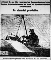 Faksimile fra Aftenpostens forside 1. juni 1912: Utsnitt av omtale av Start-flygningen.