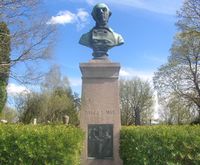 Jacobsens byste på Jørgen Moes grav på Vestre Aker kirkegård (1887). Foto: Stig Rune Pedersen