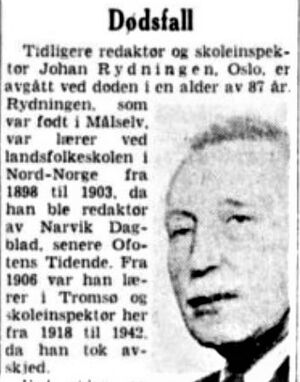 Johan Rydningen faksimile Aftenposten 1961.JPG