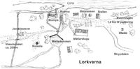 Skisse over Lorkverna, utført av Tor Einbu