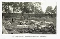 Under arkeologisk utgravning i 1903. Fra Oslos historie, utgitt 1922.