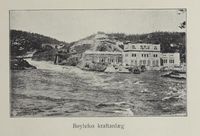 Bøylefoss kraftverk. Illustrasjon hentet boka "Storlosjemøtet i Arendal 1918"