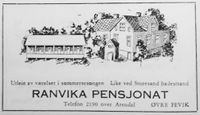 1953: Annonse fra Fevik vels turistbrosjyre