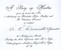 Andreas og Mathea Berg inviterer til dattera Sofies bryllup (1901).