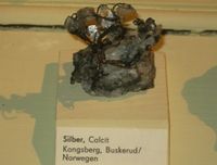 Sølv fra Kongsberg utstillt ved Museum für Naturkunde i Berlin. Foto: Stig Rune Pedersen (2008).