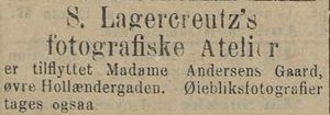 Sophie Lagercreutz annonse Fredriksstad Tilskuer 1887-04-28.JPG
